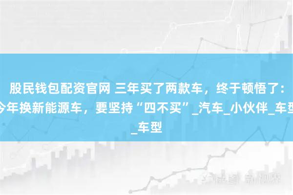 股民钱包配资官网 三年买了两款车，终于顿悟了：今年换新能源车，要坚持“四不买”_汽车_小伙伴_车型