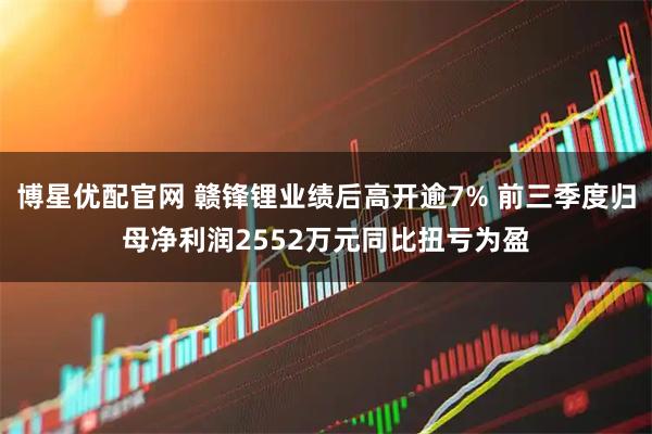 博星优配官网 赣锋锂业绩后高开逾7% 前三季度归母净利润2552万元同比扭亏为盈